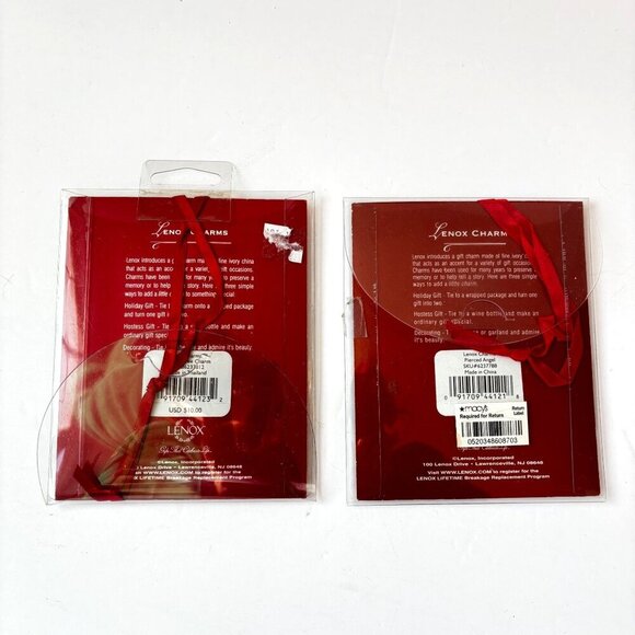 Lenox Porcelain Christmas Ornaments Tags Angel Tree Set 2 White - Picture 2 of 4